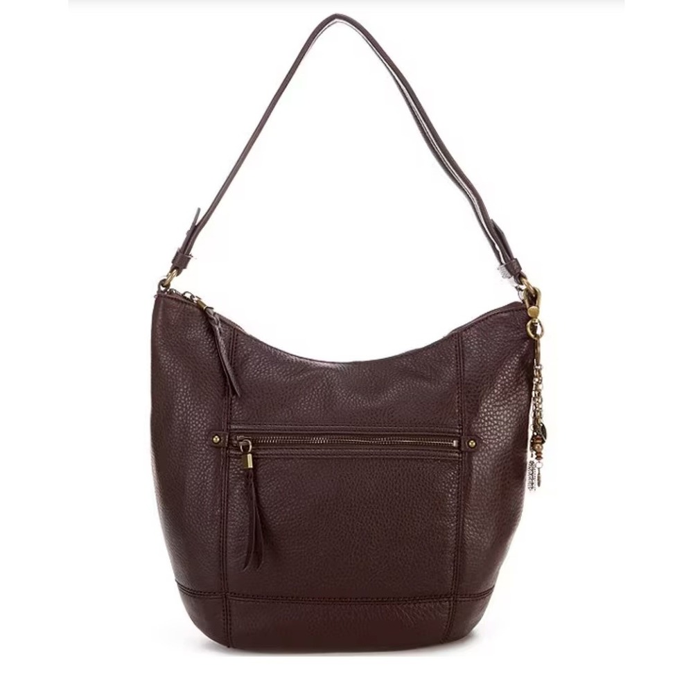 The Sak Sequoia Mahogany Pebbled Leather Hobo Shoulder Bag Purse 107136 New